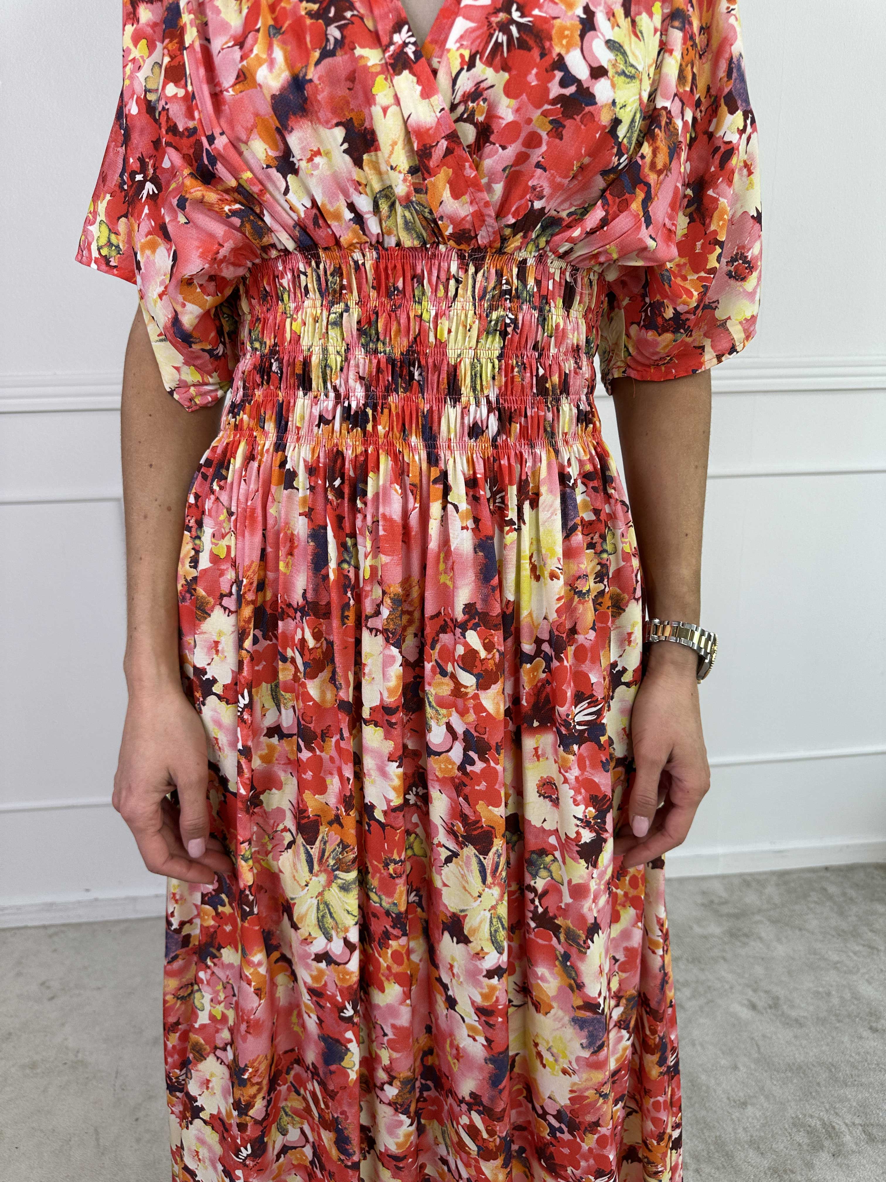 Pams Flower Viscose - Kjole i viskose med blomsterprint og smock